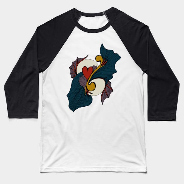 Abstract Dragon Heart, Dark Tones Baseball T-Shirt by Minervalus-Art